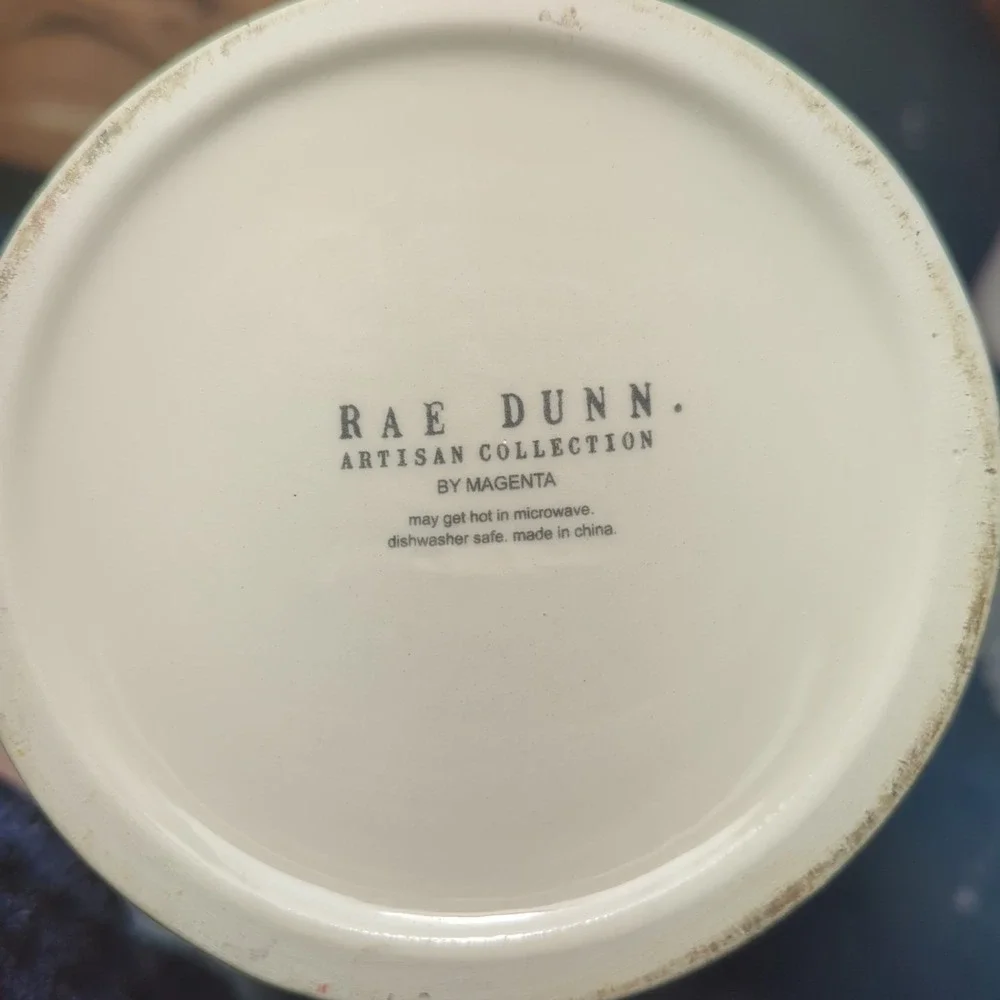 Rae Dunn Sugar Canister Jar w Blue Lid Typewriter Font Artisan‎ Collection 8in